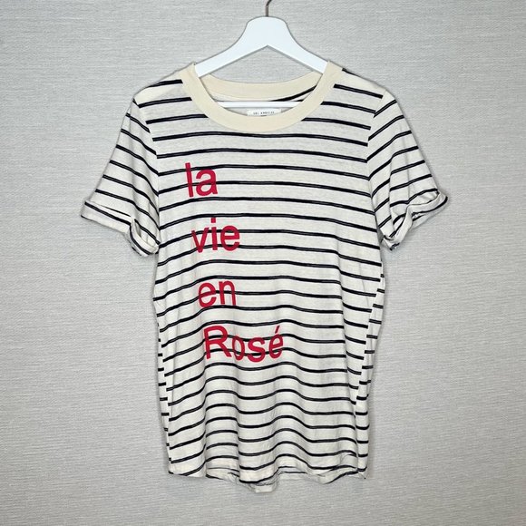 Anthropologie Sol Angeles La Vie en Rosé  Striped T-Shirt - S - Picture 3 of 6